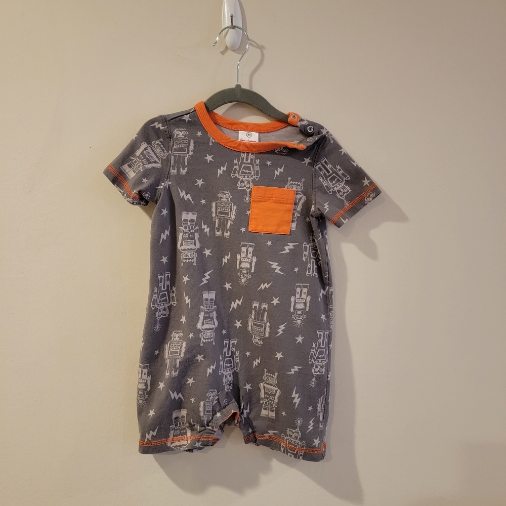 Hanna Andersson 80 made in peru robot Baby Jumper Grey And Orange Cute! 1 - 2 Ye